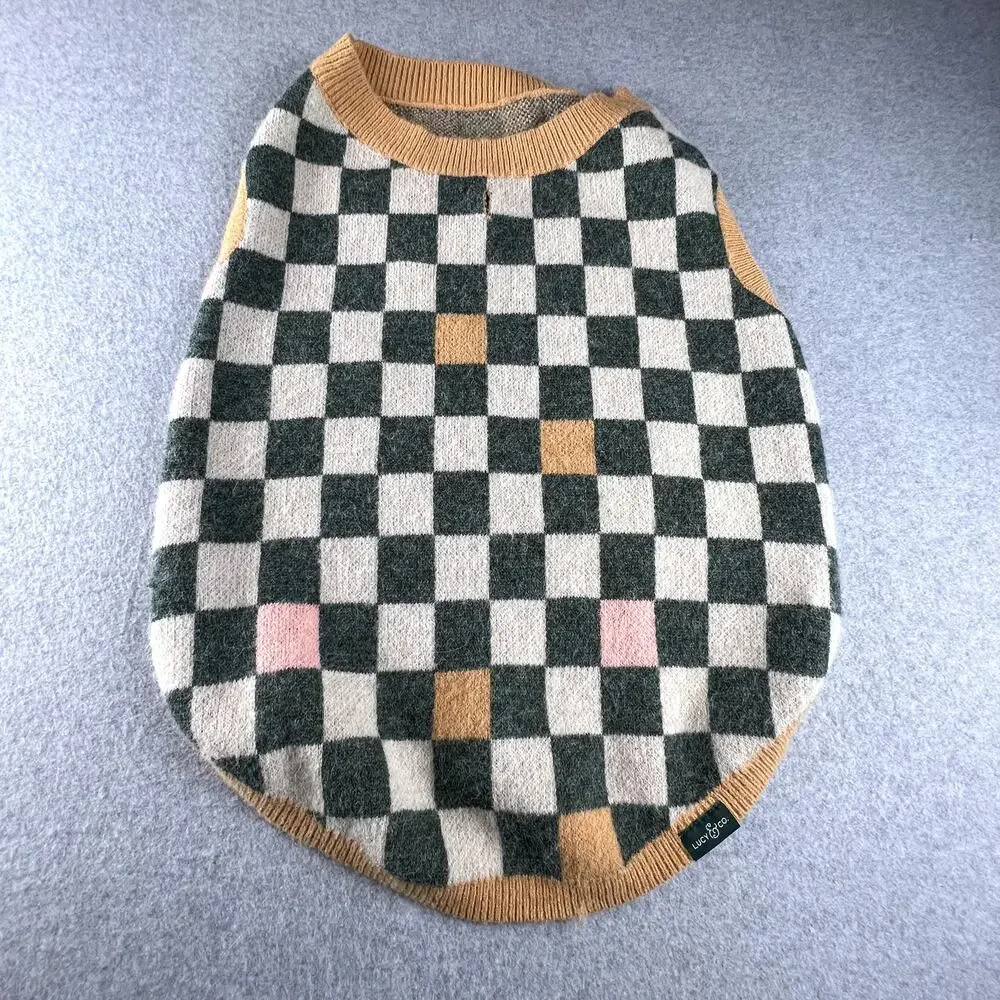 Lucy & CO Dog Sweater Checkered Warm Sweater Vest